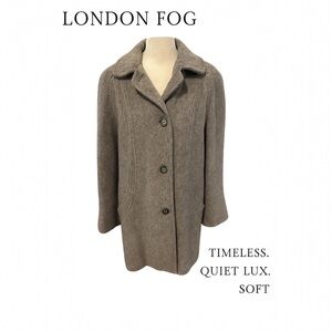 London Fog 10P Pea Coat Gray Wool Corporate Chic, Classic Style